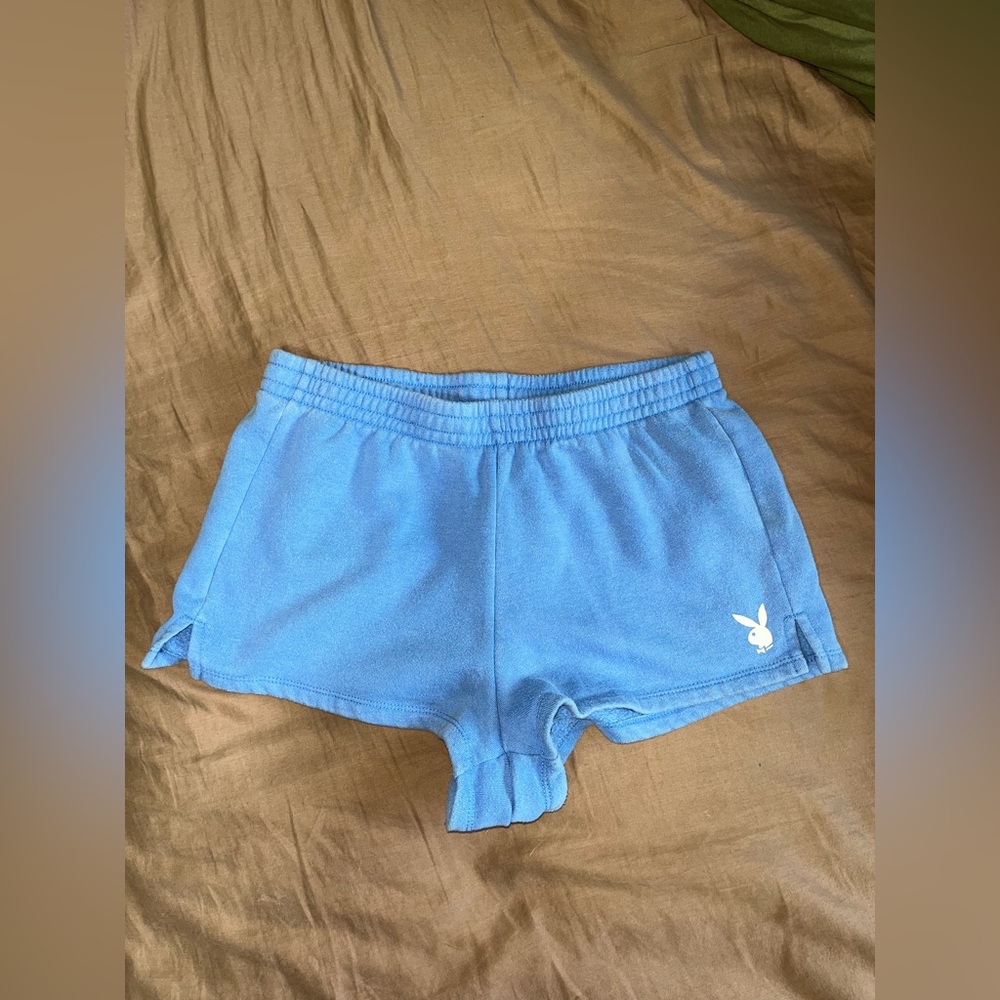 PLAYBOY Blue Athletic Shorts with Elastic Waistband